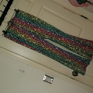 Shein Rainbow Cheetah Print Flared Pants